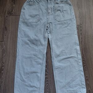 Striped Barrel Jeans - Blue and White